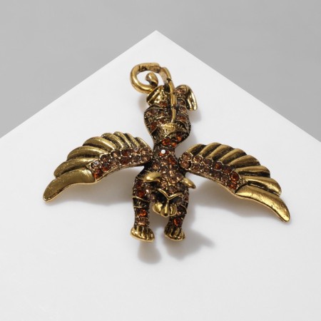 Manticore brooch, beige-brown color in black gold-1