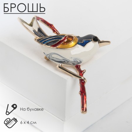 Brooch "Bird" Chizhik, colored in gold