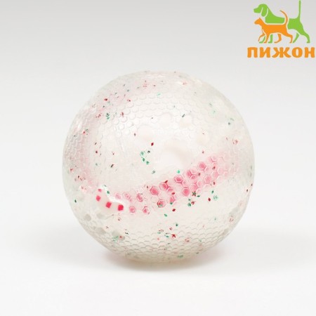 Dog toy "Baseball ball 2 in 1", tpr+vinyl, 7.5 cm, transparent/white