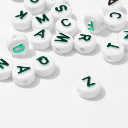Acrylic bead "English letters", 10 × 6 mm, set 10 g, brilliant green color-1