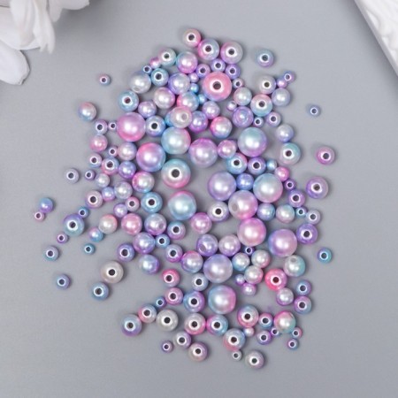 Beads for creativity plastic "Round. Gradient. Mermaid Lilac" D = 3-8 mm, set 10 grams