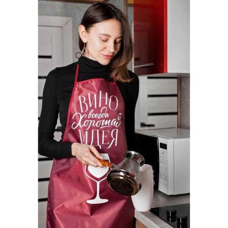 Kitchen apron "Wine is always a good idea"-1
