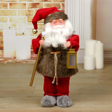 Santa Claus "Telogreika, with a flashlight" with backlight, moves, 38 cm