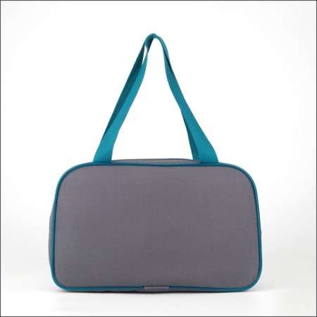 Lightning bag, external pocket, textura, gray/turquoise color-2