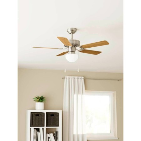 Ceiling fan with CADIZ lamp, 1x40W, E27, steel, nickel, glass, white-2