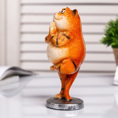 Souvenir Polystone Lac "cat in the pose of wood" 15.5x7x6 cm-3