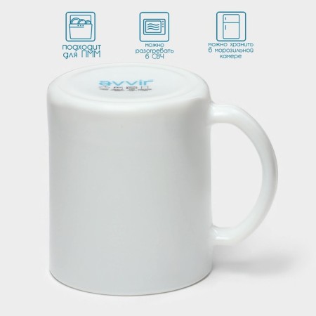 Avvir mug "Tea", 320 ml, glass ceramics, white color-2