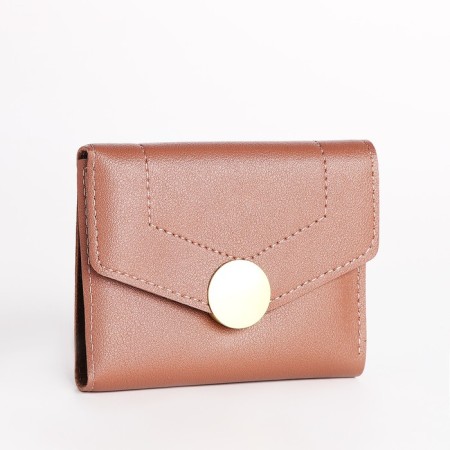 Women's wallet on the button, beige color