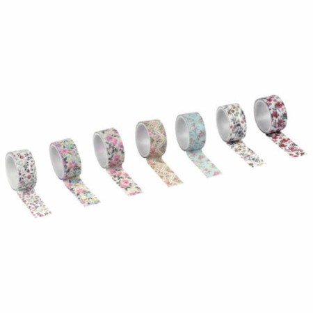 Adhesive Washi-tanks for the decor "Flower mix", 15 mm x 3 m (set 7 pcs) rice paper-3