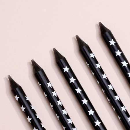 Candles in the Golden Star cake, 6 cm, 12 pcs, black-2