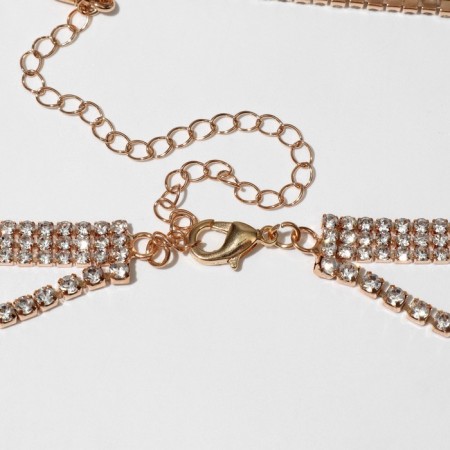 Choker "ice", white color in gold 3 rows, 44.5 cm-1
