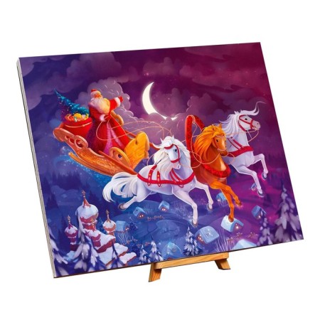 New Year's picture on numbers on canvas with the subframe "New Year! Troika ", 40 × 50 cm-1