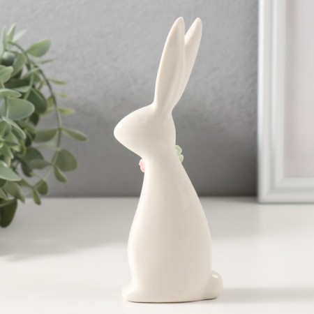Souvenir Ceramics "White Bunny with flowers" 6x2.8x15 cm-2