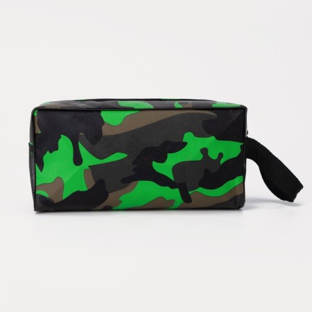 Cosmetic bag with zipper, green color/camouflage-1