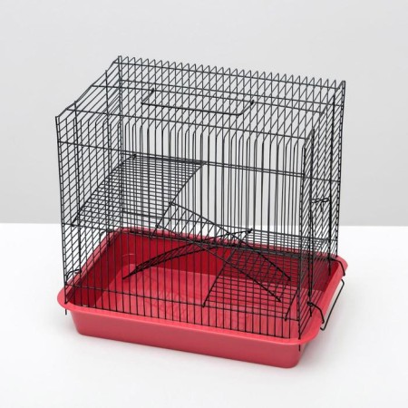 The cage for the rodents "Pigzon" No. 3-1, with the 2nd floors, without filling, 33x24x28 cm, ruby-3