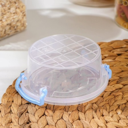 Food container Ricco, 300 ml, d = 12 cm, h = 5 cm, round, transparent, blue color-3