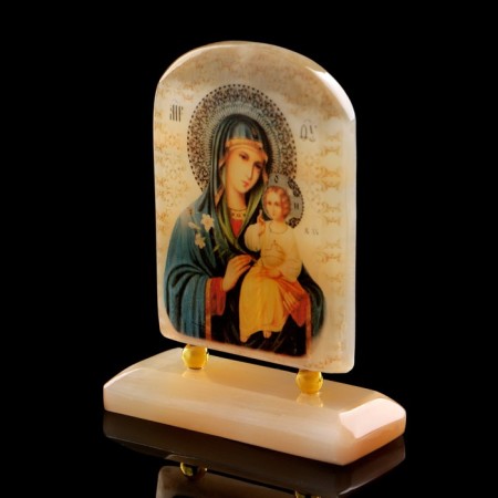 The icon "Inexplicable color", on a stand, selenite