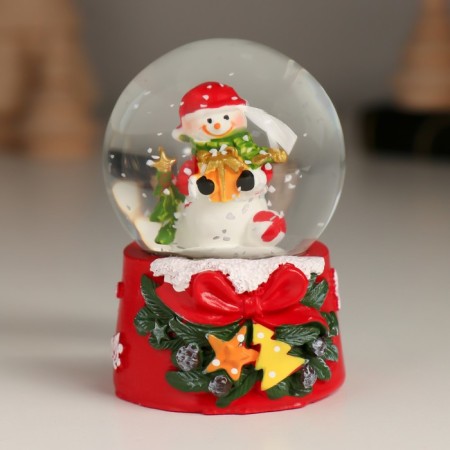 Souvenir Polystone Water Ball "New Year's character with a bow, Christmas tree" MIX 4.7x4.7x6.5 cm-6
