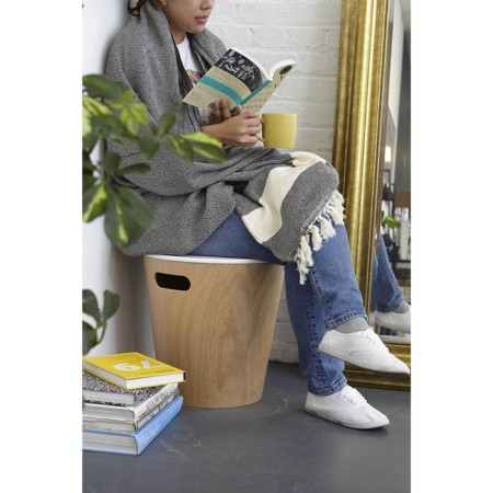 Stool Woodrow, 405 × 405 × 410 mm, color natural wood-1