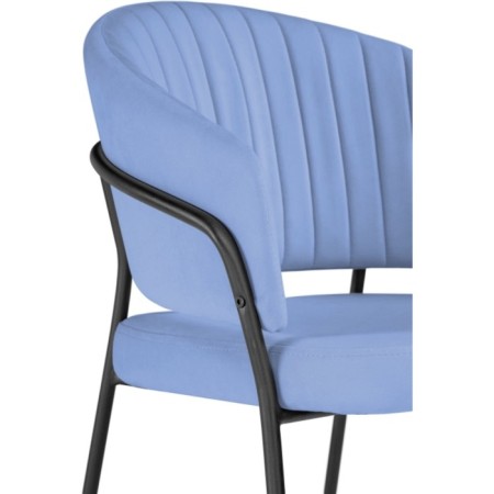 Chair on the metal frame Leo Metal/velor, black/blue 56x52x80 cm-5