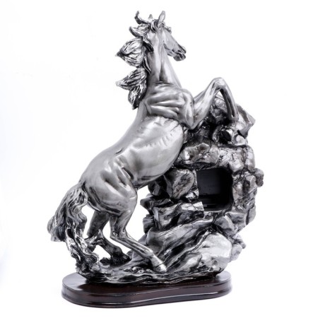 Table clock "Horse", silver color, 40x31x15 cm-2