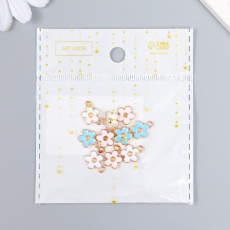 Decor for creativity metal, enamel "Flower with a golden middle" mix 1.3x1 cm-3