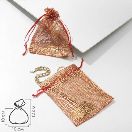 Gift bag "Leopard" 10 × 12, red color with gold