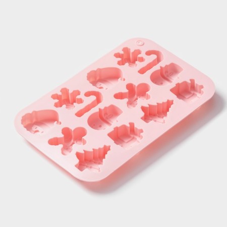 Baking uniform “New Year's gifts”, silicone, 20 × 12.7 × 1.7 cm, 14 cells, pink color-2