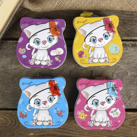 Piggy bank Metal "Cute kitten" mix 8.5x9x4.5 cm-4