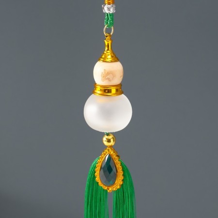 Suspension glass, textile "Gorlyanka pumpkin" Green 3.5x3.5x38 cm-2