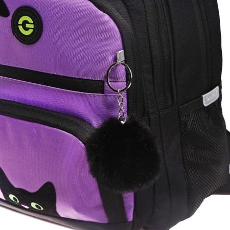 School backpack, 39 x 30 x 19 cm, Grizzly, ergonomic back, + keychain, black/purple-4
