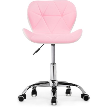 Computer chair Trizor Metal/Eco -leather, Chrome/Pink/White 53x53x69 cm-2