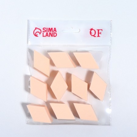 Makeup sponge "Rombs", set - 10 pcs, 4.5 × 2.5 cm, beige color-4
