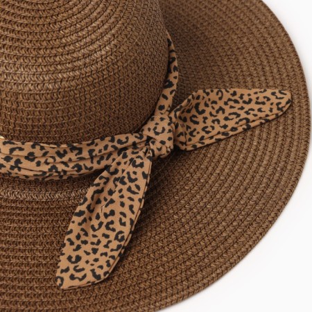 Women's hat Minaku "Leopard" Brown color, rr 56-58-2