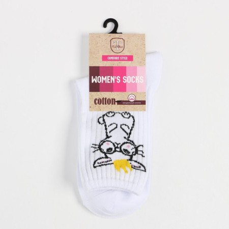Women's socks "bunny", white color, size 23-25-4
