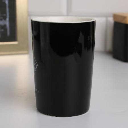 Ceramic mug with a spoon and lid "Walner of the peaks", 400 ml, black color-2