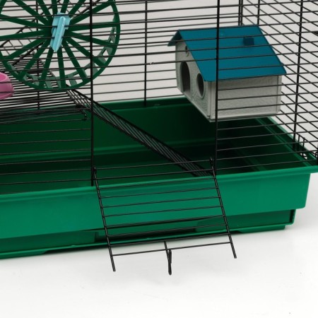 The cage for rodents "Pigzon" No. 5, with 3 floors, equipped, 41 x 30 x 58 cm, green mix-5