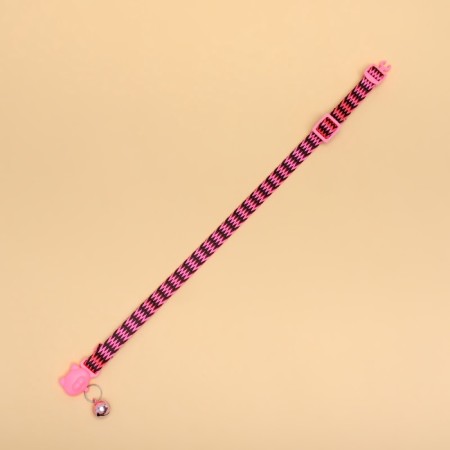 The cat collar "wave", with a bell, 30 x 1 cm, polyester, pink-4