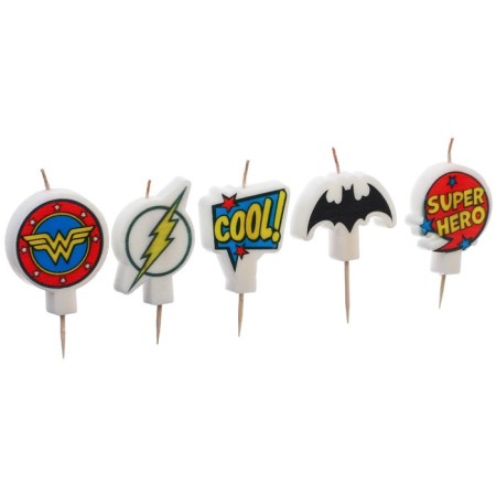 Candle for the cake "Happy Birthday!", 5 pieces, superheroes-3
