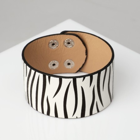 Bracelet Skin "Safari" zebra, wide, black and white color, 23.5 cm-1