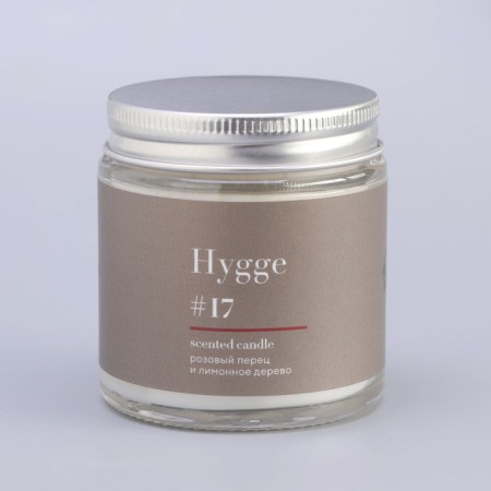 Aromatic candle "Hygge" #17 Pink pepper and lemon tree, soy wax, in a jar, 90 g-12