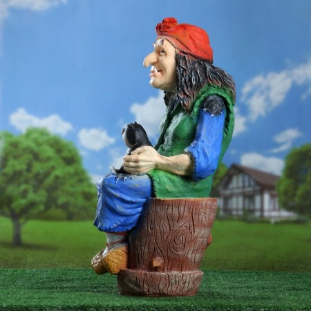 Garden figure "Baba Yaga on a mortar with a cat" 74x40x36 cm mix-8
