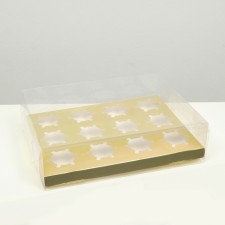 Box for 12 cupcakes, gold, 34.7 × 26.3 × 10 cm