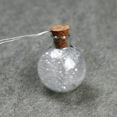 Garland “thread” 1.6 m with nozzles “balls with white confetti”, IP20, silver thread, 15 LED, white glow, AAX2-5