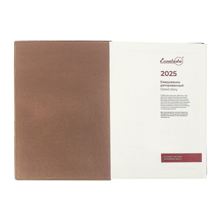 Dated 2025 diary, Escalada, A5+ 176 sheets, integral cover, artificial leather, foil embroidery, lies, block 80 g/m2, beige-5