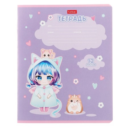Notebook 12 sheets in the cage of "Anime Girls", covered cardboard, mix-5