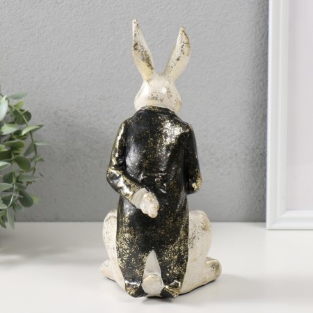 Polystone souvenir "White hare in a tuxedo with a cylinder" 11x11x24 cm-2