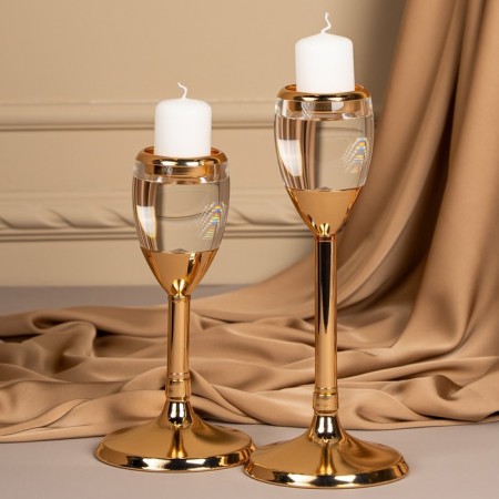 Summary metal, glass for 1 candle “Serene”, color gold 11 x 11 x 25.5 cm-7