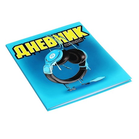 Universal Diary Grade 1-11, 48 sheets "Blue Headphones", integral cover, matte lamination, selective UV-clock-1
