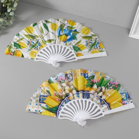 Fan plastic, textiles "juicy lemons" mix 23 cm